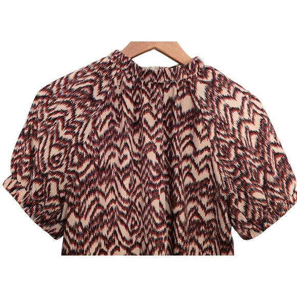 Women's - THML Brown Patterned Blouse, Size Medium - Picture 2 of 8